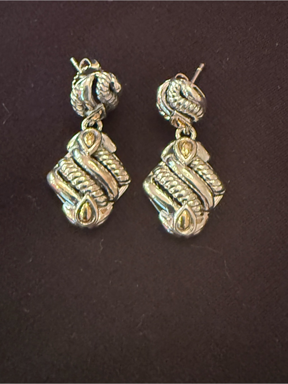 John Hardy Silver Rope Motif Drop Earrings